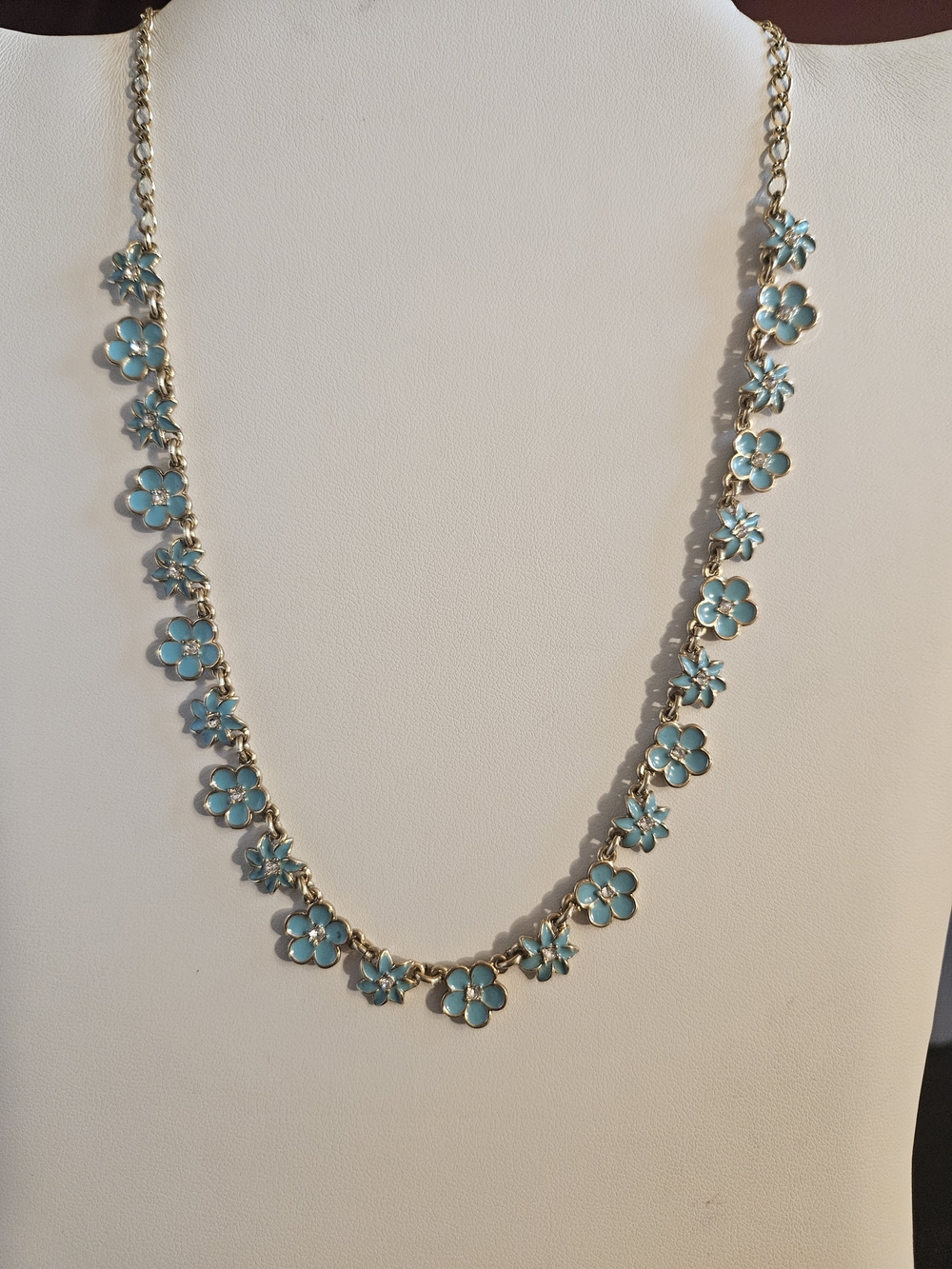 Kate Spade New York Gold-Tone Blue Enamel Flower Necklace - Ladies
